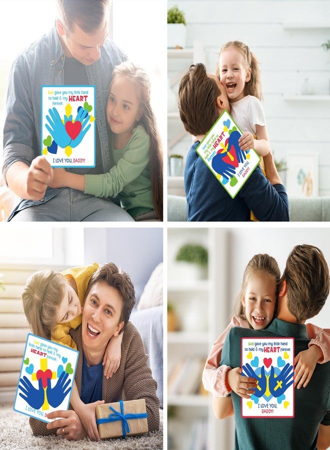 Chivertion 30 Sets Father's Day Handprint Craft Kit for Kids Fathers Day Hand Poem Card Kit DIY Religious Crafts Daddy Craft from Kids for School Classroom Activities Art Projects - Image 5
